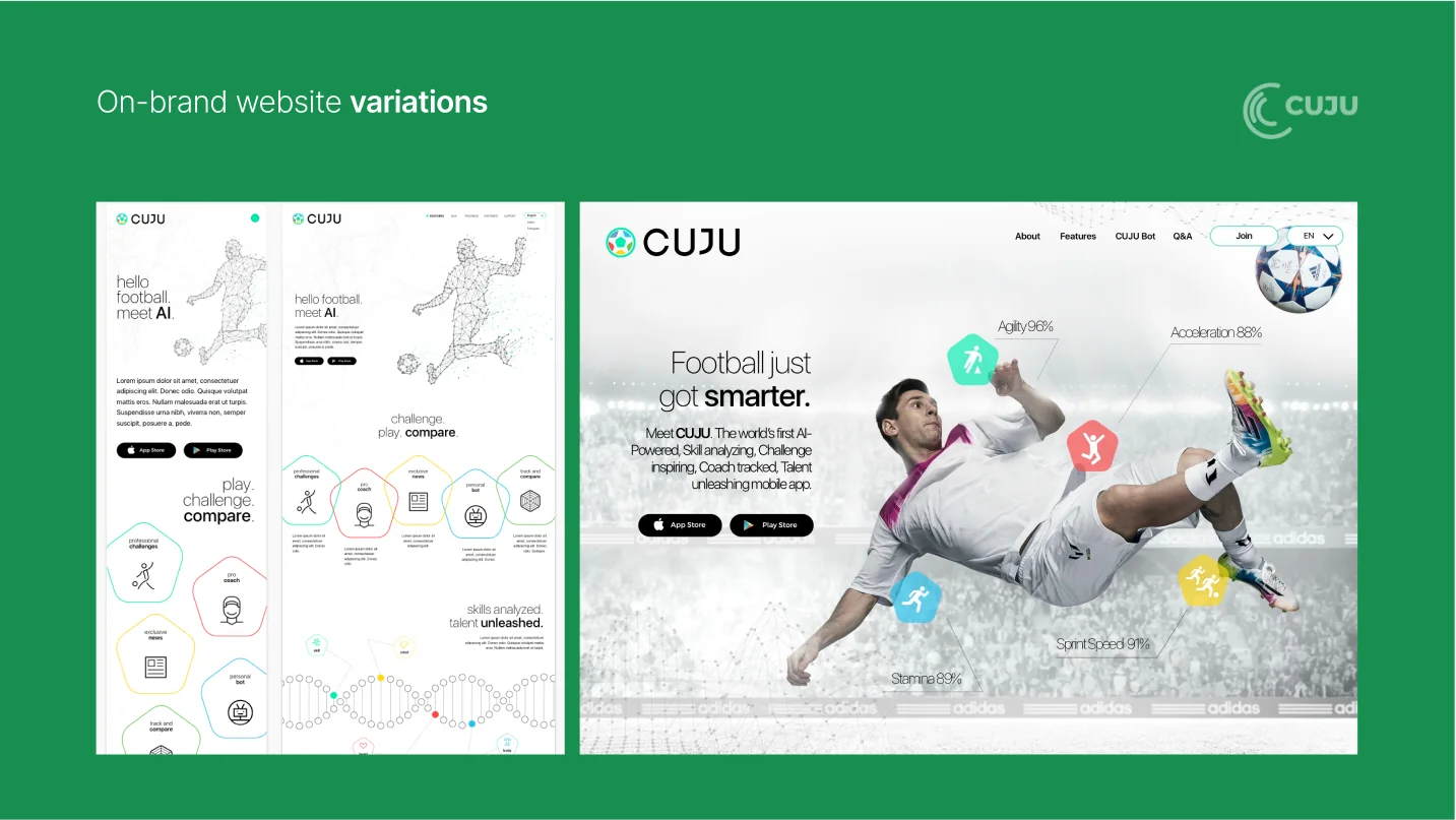 On-brand website concept variations