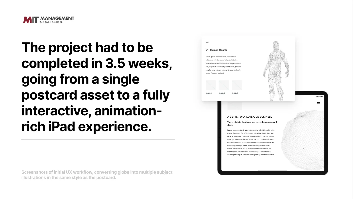 The brief: 3.5 weeks, starting from a single postcard asset