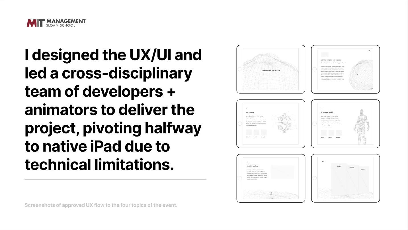 UX/UI design leading developers and animators, pivoting to native iPad