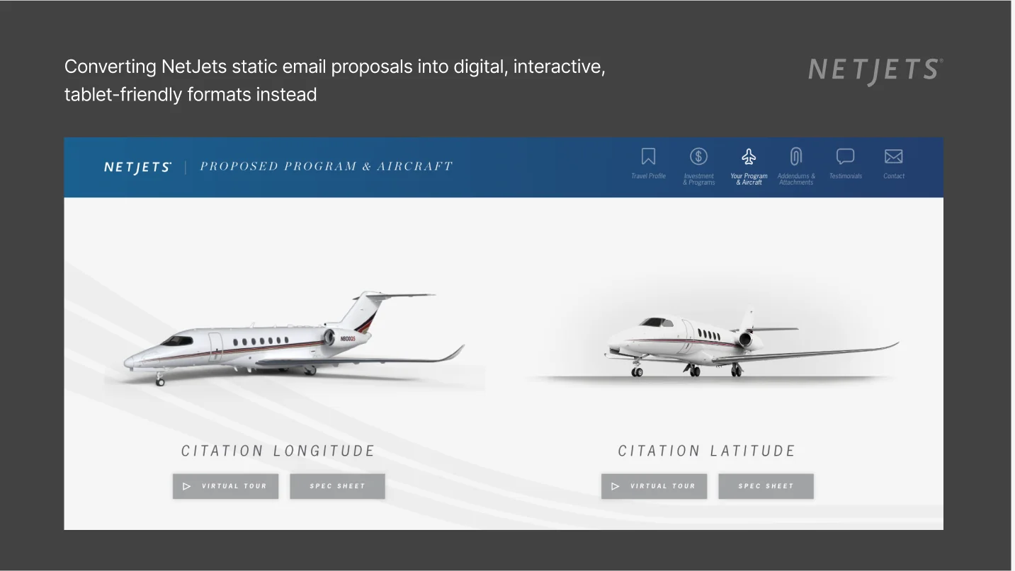 NetJets: personalized proposal walkthrough