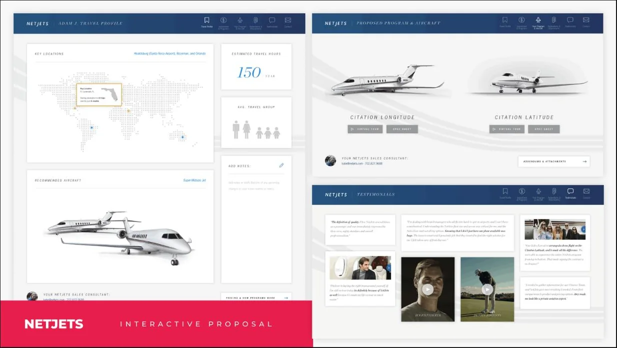NetJets: the interactive proposal experience, designed at Kin + Carta