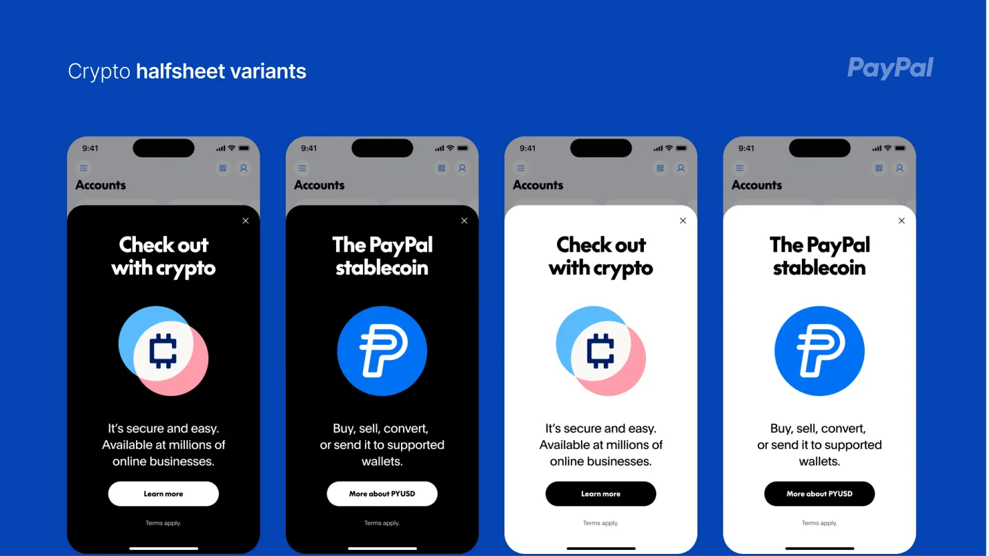 Crypto half-sheet variants