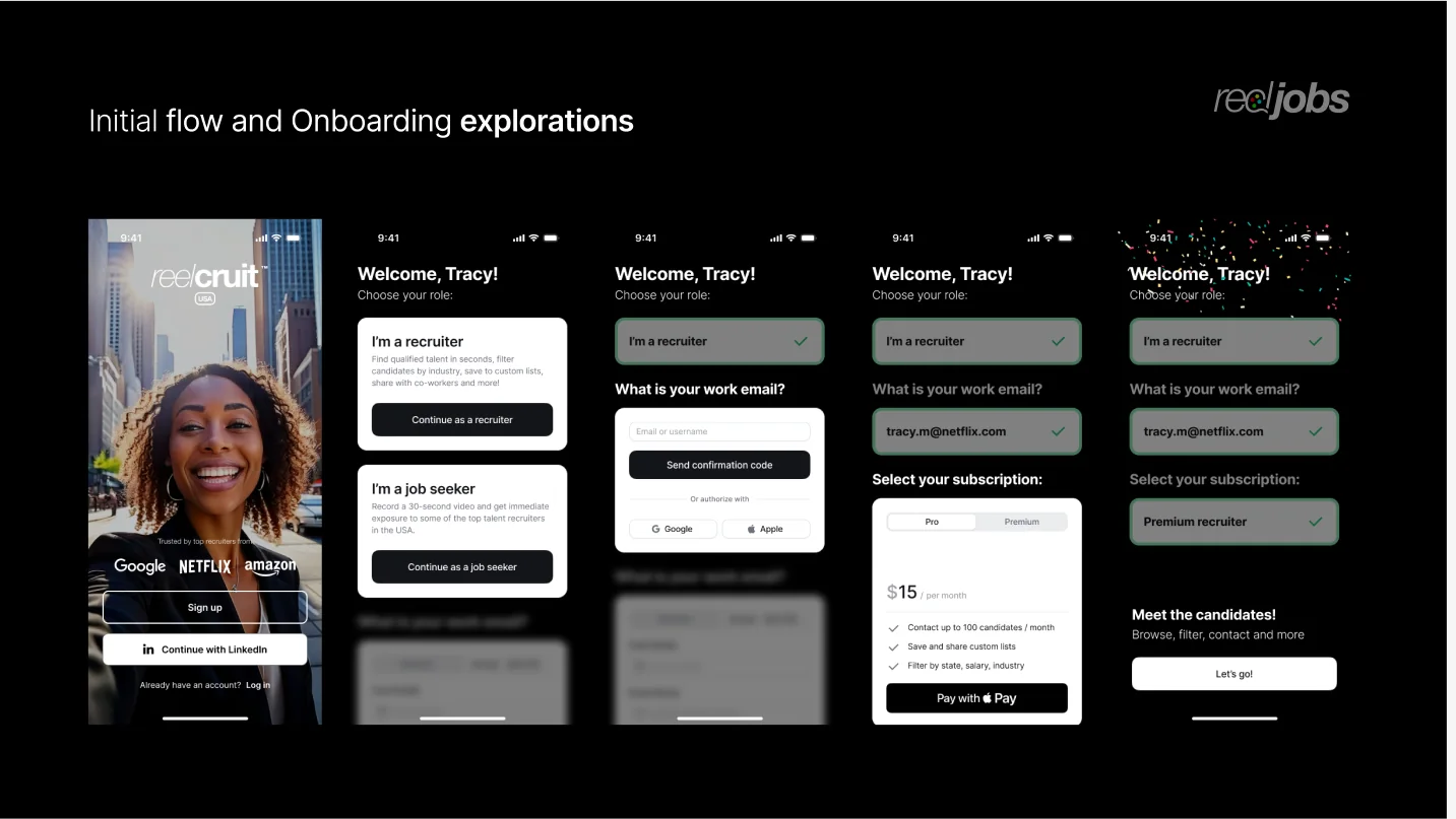 Initial flow and onboarding explorations
