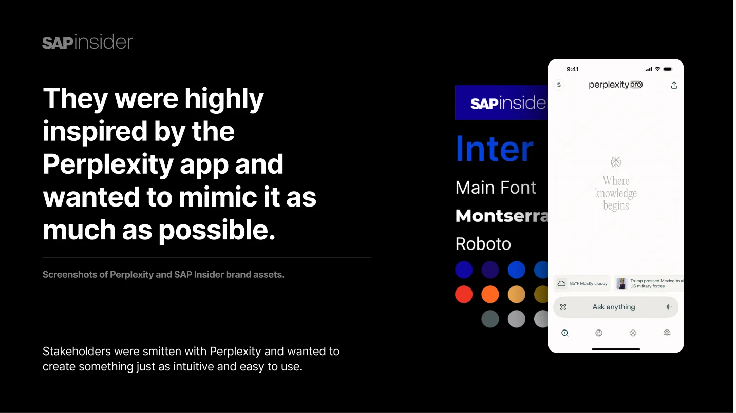Perplexity as the inspiration benchmark, translated onto SAP Insider's brand